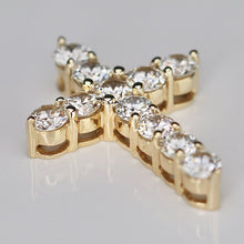 Load image into Gallery viewer, 3ctw lab grown diamond cross pendant in 14k yellow gold