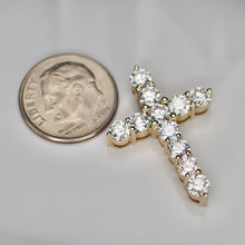 Load image into Gallery viewer, 3ctw lab grown diamond cross pendant in 14k yellow gold