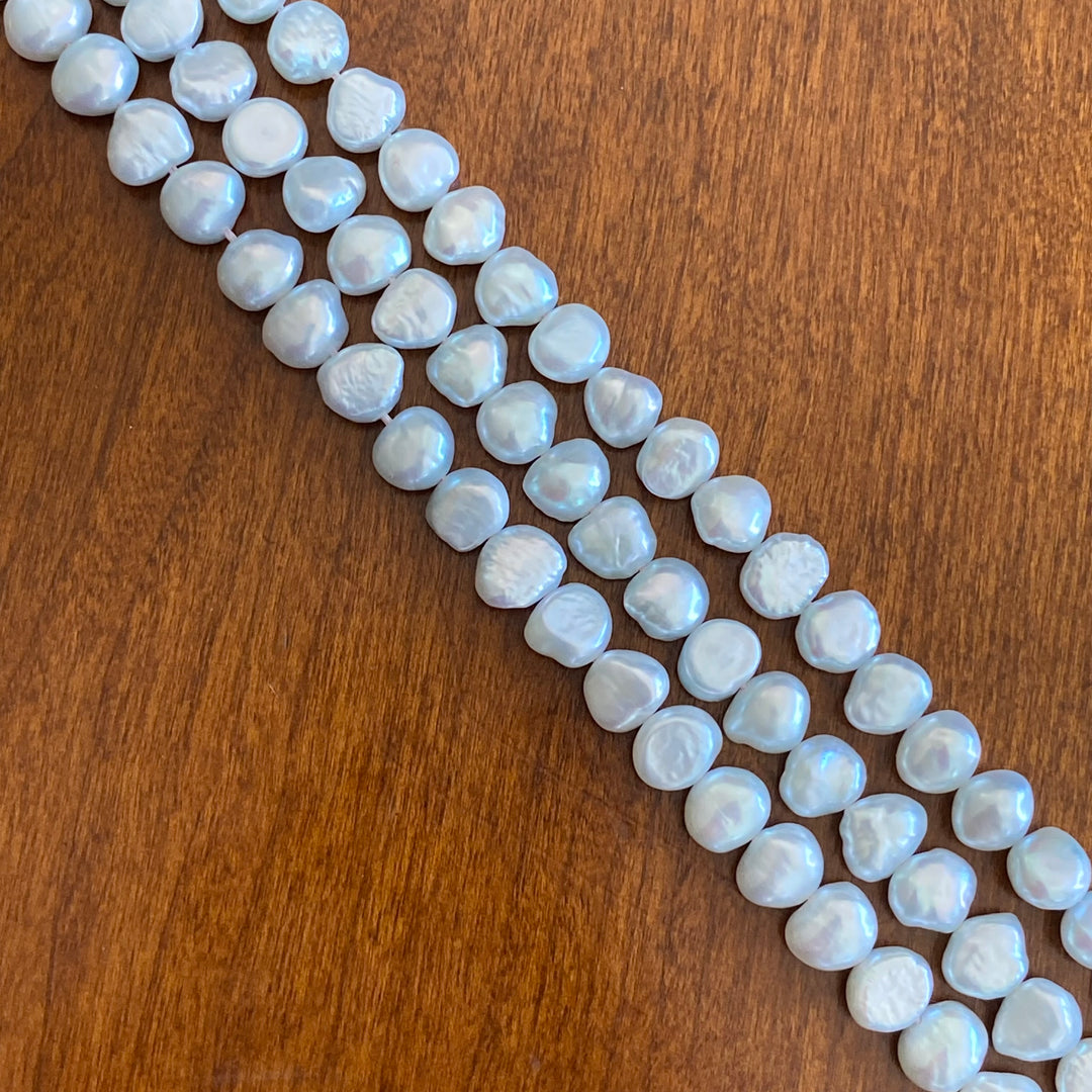 Freshwater baroque pearl strand for stringing - ice blue