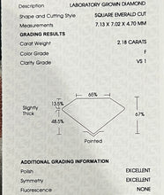 Load image into Gallery viewer, 2.18ct asscher cut loose lab grown diamond F/VS1