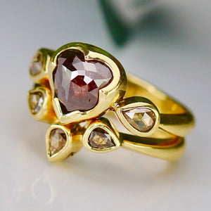 Estate chocolate and champagne diamond wedding set by Fran Barker