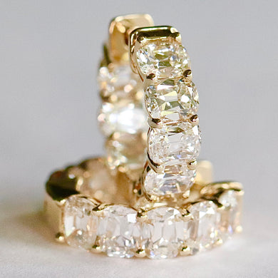 CUSTOM MADE TO ORDER: Lab grown diamond  3.75ctw E-F/VS antique cushion Huggies in 14k