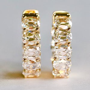 CUSTOM MADE TO ORDER: Lab grown diamond  3.75ctw E-F/VS antique cushion Huggies in 14k