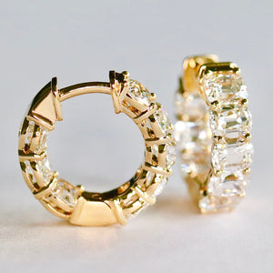 CUSTOM MADE TO ORDER: Lab grown diamond  3.75ctw E-F/VS antique cushion Huggies in 14k