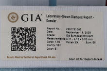 Load image into Gallery viewer, 1.00ct Old European cut loose lab grown diamond E/VS1 graded by GIA