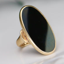 Load image into Gallery viewer, Estate HEAVY oval onyx vintage ring in yellow gold