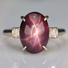 Load image into Gallery viewer, Vintage Estate Star ruby and diamond ring in platinum