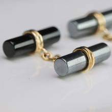 Load image into Gallery viewer, Estate vintage onyx &amp; hematite cufflinks in yellow gold