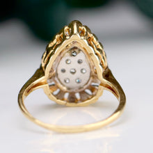 Load image into Gallery viewer, Vintage estate Pear shape diamond cluster ring in 14k yellow gold