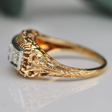 Load image into Gallery viewer, 40% OFF!  Vintage diamond filigree ring in yellow and white gold