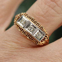 Load image into Gallery viewer, 40% OFF!  Vintage diamond filigree ring in yellow and white gold