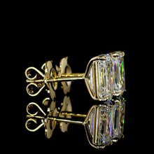 Load image into Gallery viewer, Lab grown 3ctw E-F/VS emerald cut Diamond studs in 14k yellow gold