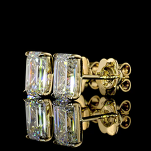 Load image into Gallery viewer, Lab grown 3ctw E-F/VS emerald cut Diamond studs in 14k yellow gold