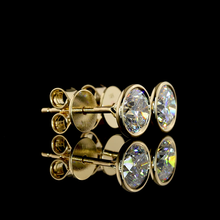 Load image into Gallery viewer, Lab grown 1.50ctw E-F/VS martini bezel set Diamond studs in 14k yellow gold