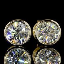Load image into Gallery viewer, Lab grown 1.50ctw E-F/VS martini bezel set Diamond studs in 14k yellow gold