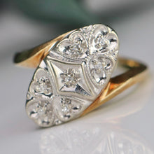 Load image into Gallery viewer, Vintage princess style diamond ring in 14k yellow and white gold