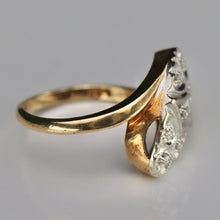 Load image into Gallery viewer, Vintage princess style diamond ring in 14k yellow and white gold