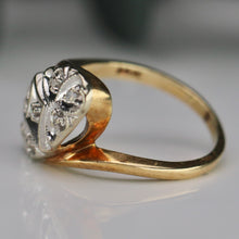 Load image into Gallery viewer, Vintage princess style diamond ring in 14k yellow and white gold