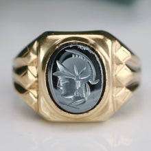 Load image into Gallery viewer, Estate Vintage hematite intaglio ring in yellow gold