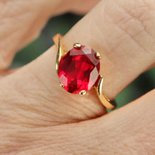 Load image into Gallery viewer, 40% OFF!  Lab grown Ruby ring in 14k yellow gold