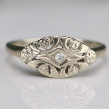 Load image into Gallery viewer, Vintage princess style diamond ring in 14k white gold