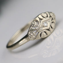 Load image into Gallery viewer, Vintage princess style diamond ring in 14k white gold