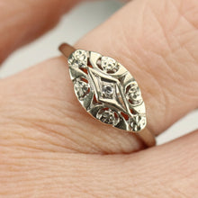 Load image into Gallery viewer, Vintage princess style diamond ring in 14k white gold