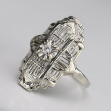 Load image into Gallery viewer, Vintage diamond plaque ring in 14k white gold