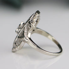 Load image into Gallery viewer, Vintage diamond plaque ring in 14k white gold