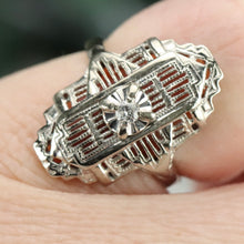 Load image into Gallery viewer, Vintage diamond plaque ring in 14k white gold
