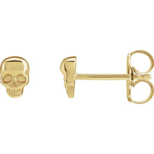 Load image into Gallery viewer, 14k yellow gold mini skull studs
