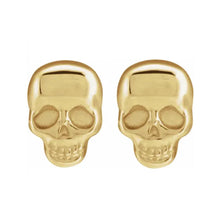 Load image into Gallery viewer, 14k yellow gold mini skull studs