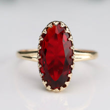 Load image into Gallery viewer, 40% OFF!  Vintage red oval paste ring in yellow gold