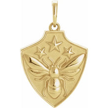 Load image into Gallery viewer, 50% OFF!  Bee shield necklaces in your choice of 14k yellow or white gold