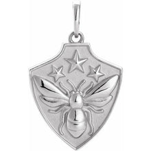 Load image into Gallery viewer, 50% OFF!  Bee shield necklaces in your choice of 14k yellow or white gold