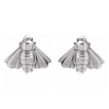 Load image into Gallery viewer, 14k white gold bumble bee studs