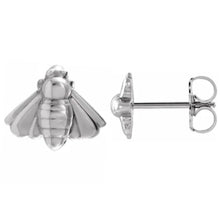 Load image into Gallery viewer, 14k white gold bumble bee studs