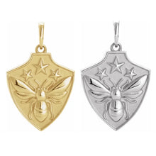 Load image into Gallery viewer, 50% OFF!  Bee shield necklaces in your choice of 14k yellow or white gold