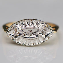 Load image into Gallery viewer, Estate vintage princess style diamond ring in yellow and white gold