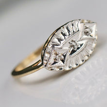 Load image into Gallery viewer, Estate vintage princess style diamond ring in yellow and white gold