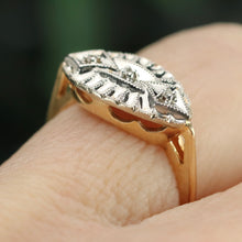 Load image into Gallery viewer, Estate vintage princess style diamond ring in yellow and white gold
