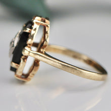Load image into Gallery viewer, Vintage oval onyx and diamond ring in yellow gold