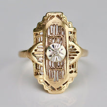 Load image into Gallery viewer, Vintage diamond plaque ring in yellow gold