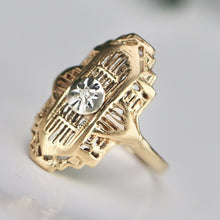 Load image into Gallery viewer, Vintage diamond plaque ring in yellow gold