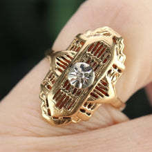 Load image into Gallery viewer, Vintage diamond plaque ring in yellow gold