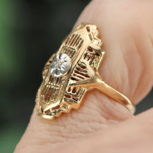 Load image into Gallery viewer, Vintage diamond plaque ring in yellow gold