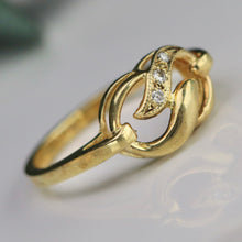 Load image into Gallery viewer, Vintage diamond swirl ring in yellow gold
