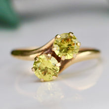 Load image into Gallery viewer, Vintage lab grown yellow sapphire ring in yellow gold