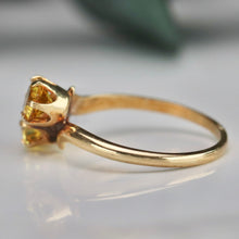 Load image into Gallery viewer, Vintage lab grown yellow sapphire ring in yellow gold