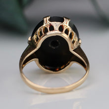 Load image into Gallery viewer, Vintage estate oval onyx and diamond ring in yellow gold